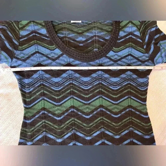 Missoni Blue Green Black Zigzag Long Sleeve Knit Mini Dress Size 36 (0) - Picture 5 of 7